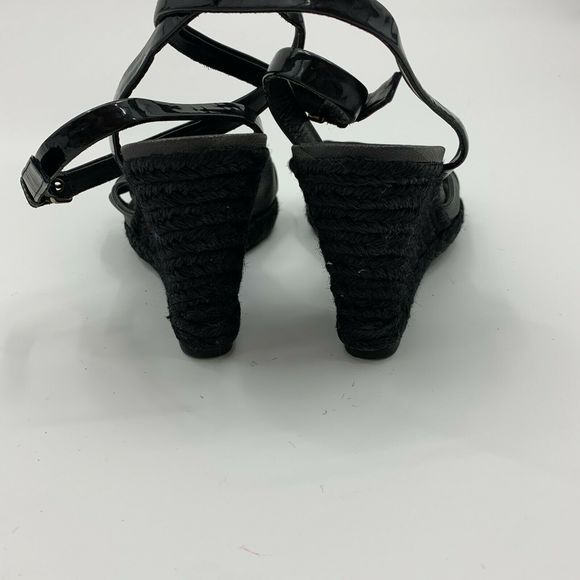 Burberry Black Espadrilles Ankle Wedges Size 9 - Picture 3 of 8